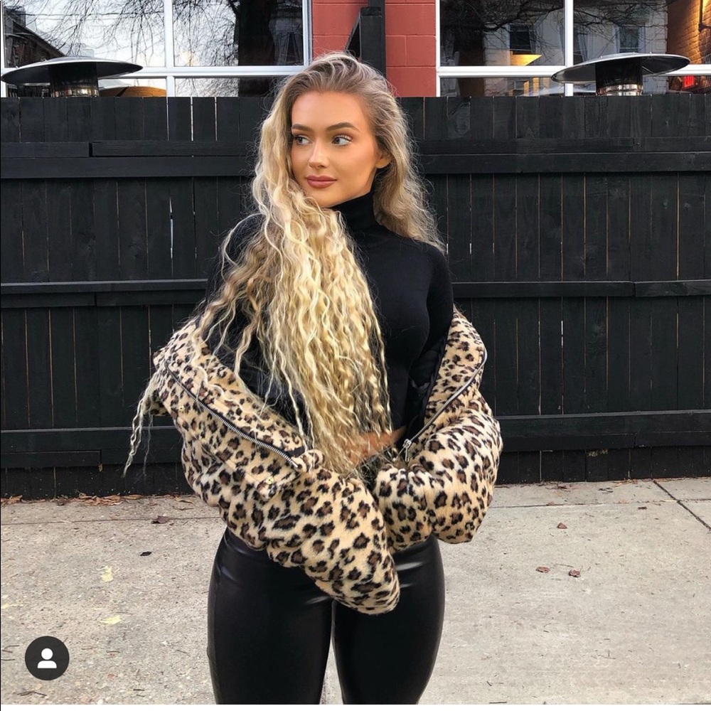 Revolve lovers+friends cheetah cropped puffer